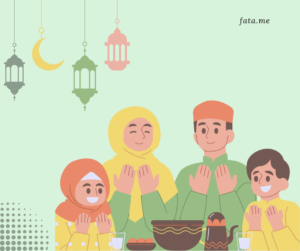 a family praying together before breaking their fast