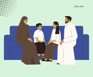 a family sitting together to discuss their eid plans